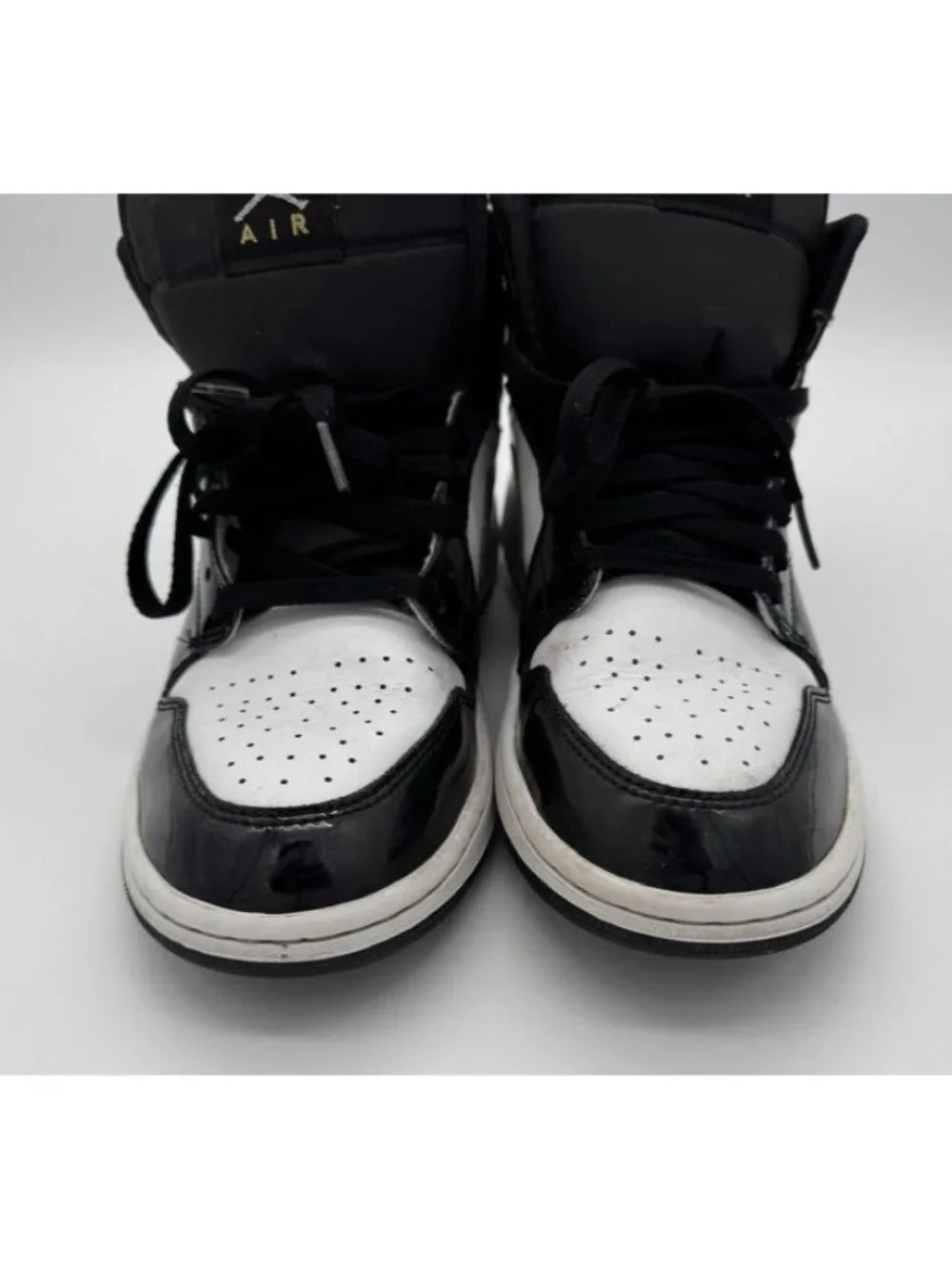 Nike Air Jordan 1 Mid SE Sneakers Patent Leather Black/White HV0789-010 Men's 9